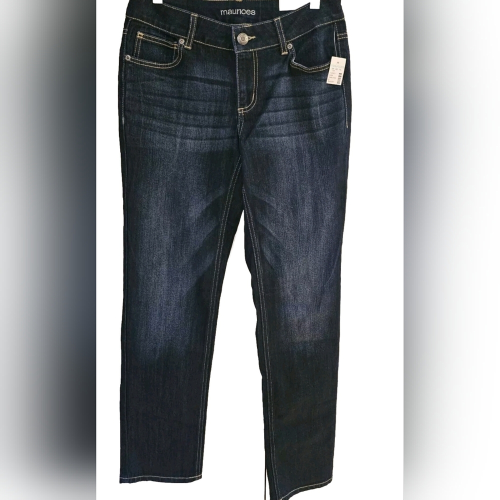 Maurices Women's NWT Straight Denim Flex Regular Dark Blue Jeans 32" Inseam